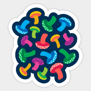 RAINBOW MUSHROOMS Spotted Multi-Colour Woodland Forest Fungi - UnBlink Studio by Jackie Tahara Sticker